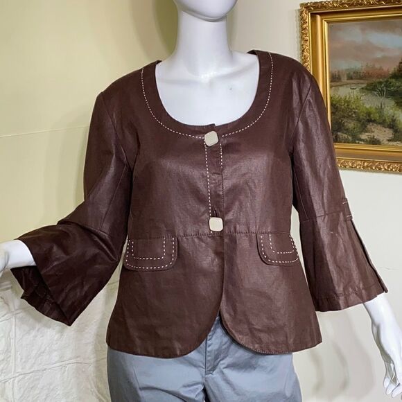 Vex Collection Brown Cotton Light Jacket/Top - Picture 2 of 13